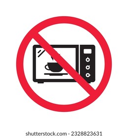 Forbidden Microwave vector icon. Prohibited Warning, caution, attention, restriction label danger.  Do not use Microwave flat sign design. Microwave symbol pictogram 