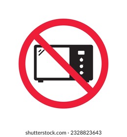 Forbidden Microwave vector icon. Prohibited Warning, caution, attention, restriction label danger.  Do not use Microwave flat sign design. Microwave symbol pictogram 