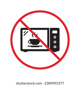 Forbidden Microwave vector icon. Prohibited Warning, caution, attention, restriction label danger.  Do not use Microwave flat sign design. Microwave symbol pictogram UX UI