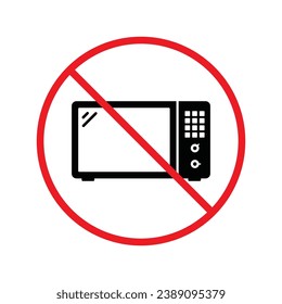 Forbidden Microwave vector icon. Prohibited Warning, caution, attention, restriction label danger.  Do not use Microwave flat sign design. Microwave symbol pictogram UX UI