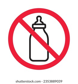 Forbidden milk vector icon. Warning, caution, attention, restriction, label, ban, danger. No milk flat sign design pictogram symbol. No milk icon