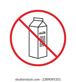 Forbidden milk vector icon. Warning, caution, attention, restriction, label, ban, danger. No milk flat sign design pictogram symbol. No milk icon UX UI