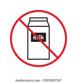 Verbotene Milch, Vektorsymbol. Warnung, Vorsicht, Aufmerksamkeit, Einschränkung, Kennzeichnung, Verbot, Gefahr. Kein Piktogramm-Symbol für Milchflachen. Kein Milchsymbol UX UI