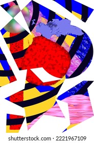 Forbidden mind abstract art vector, line art, shapes, colorful variety. In one view, it may be seen as a person who is pinned by a curve. means to restrain oneself