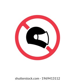 Forbidden Motorcycle Helmets Sign, Remove Moto Helmet Icon, No Helmet Symbol - Vector