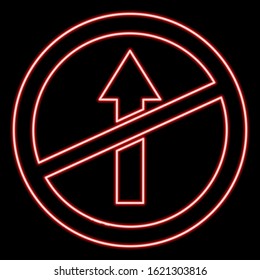 Forbidden move forward icon in red neon style. can be used for web, logo, mobile app, UI, UX