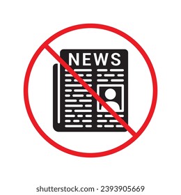 Verbotene Nachrichten, Vektorsymbol. Warnung, Vorsicht, Aufmerksamkeit, Einschränkung, Kennzeichnung, Verbot, Gefahr. Kein Piktogramm-Symbol für Zeitungsschilder. Kein Newsletter-Symbol UX-Benutzeroberfläche