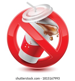 Forbidden no drinks allowed red sign, isolated on white background. Vector Illustration