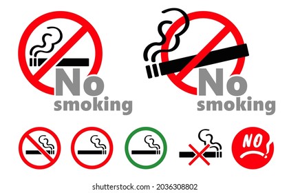 Forbidden no smoking pictogram. Stop, no smoke cigarette tobacco or cigarettes. Smokking signboard. Vector logo. Designated area. No smoking day. October or may