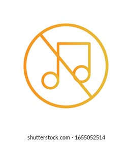 forbidden note gradient style icon design, Music sound melody song musical art and composition theme Vector illustration