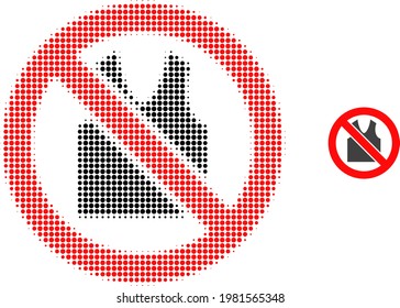Verbotene offene Kleidung halftone gepunktete Symbol-Illustration. Halftone-Array enthält runde Pixel. Vektorgrafik von verbotener offener Kleidung Symbol auf weißem Hintergrund.