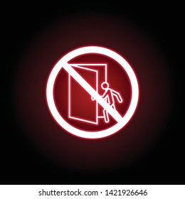Forbidden open door icon in red neon style. Can be used for web, logo, mobile app, UI, UX 