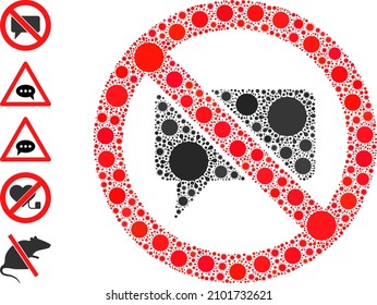 Forbidden opinion mosaic icon. Vector mosaic constructed from scattered infection icons. Infection mosaic forbidden opinion icon and bonus icons. Forbidden opinion collage for isolation templates.