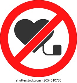 Forbidden pacemaker vector illustration. Flat illustration iconic design of forbidden pacemaker, isolated on a white background.