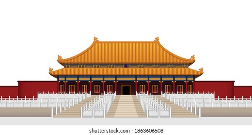 The Forbidden Palace in Beijing China.Graphic vector 