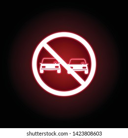 Forbidden pass car icon in red neon style. can be used for web, logo, mobile app, UI, UX 