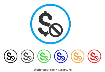 Forbidden Payment rounded icon. Style is a flat forbidden payment gray symbol inside light blue circle with black, gray, green, blue, red, orange versions.