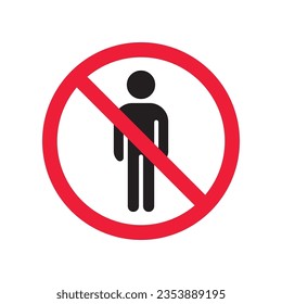 Verbotene Menschen Vektorsymbol. Warnung, Vorsicht, Aufmerksamkeit, Einschränkung, Kennzeichnung, Verbot, Gefahr. Kein Mensch hat ein Piktogramm-Symbol für flache Schilder. Kein Mensch Symbol