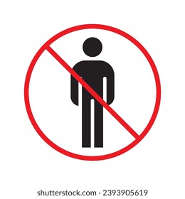 Forbidden people vector icon. Warning, caution, attention, restriction, label, ban, danger. No human men flat sign design pictogram symbol. No man icon UX UI