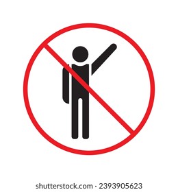 Forbidden people vector icon. Warning, caution, attention, restriction, label, ban, danger. No human men flat sign design pictogram symbol. No man icon UX UI