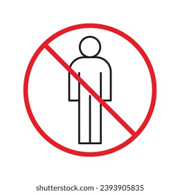 Forbidden people vector icon. Warning, caution, attention, restriction, label, ban, danger. No human men flat sign design pictogram symbol. No man icon UX UI