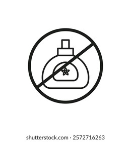 Forbidden perfume sign flat line symbol set.