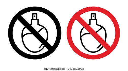 Forbidden Perfume Sign Icon Set. Vector Illustration