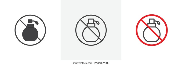 Forbidden Perfume Sign Isolated Line Icon Style Design. Simple Vector Illustration