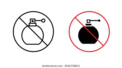 Forbidden perfume signs in black outline, solid and colored style