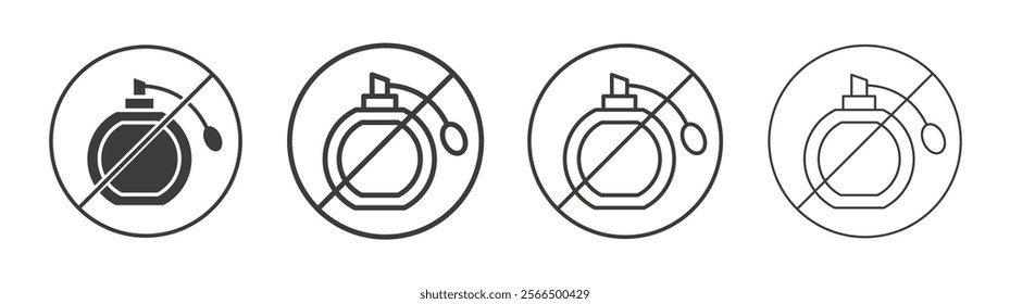 Forbidden perfume signs flat and linear vector illustration on white background.