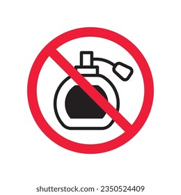 Forbidden perfume vector icon. Warning, caution, attention, restriction, label, ban, danger. No scent flat sign design pictogram symbol. No perfume icon