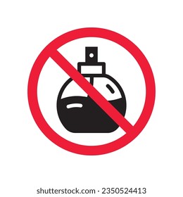 Verbotenes Parfüm, Vektorsymbol. Warnung, Vorsicht, Aufmerksamkeit, Einschränkung, Kennzeichnung, Verbot, Gefahr. Kein duftendes Piktogramm-Symbol für Flachzeichen. Kein Parfüm-Symbol