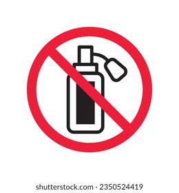 Forbidden perfume vector icon. Warning, caution, attention, restriction, label, ban, danger. No scent flat sign design pictogram symbol. No perfume icon