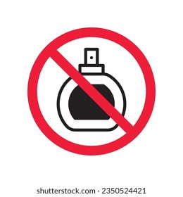 Forbidden perfume vector icon. Warning, caution, attention, restriction, label, ban, danger. No scent flat sign design pictogram symbol. No perfume icon