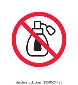 Forbidden perfume vector icon. Warning, caution, attention, restriction, label, ban, danger. No scent flat sign design pictogram symbol. No perfume icon