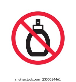 Forbidden perfume vector icon. Warning, caution, attention, restriction, label, ban, danger. No scent flat sign design pictogram symbol. No perfume icon