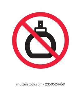 Forbidden perfume vector icon. Warning, caution, attention, restriction, label, ban, danger. No scent flat sign design pictogram symbol. No perfume icon