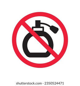 Forbidden perfume vector icon. Warning, caution, attention, restriction, label, ban, danger. No scent flat sign design pictogram symbol. No perfume icon