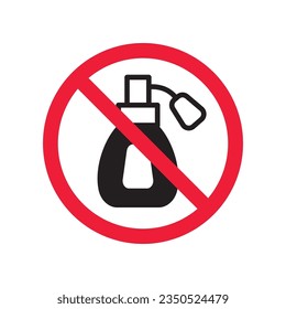Forbidden perfume vector icon. Warning, caution, attention, restriction, label, ban, danger. No scent flat sign design pictogram symbol. No perfume icon
