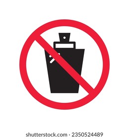 Icono vectorial de perfume prohibido. Advertencia, precaución, atención, restricción, etiqueta, prohibición, peligro. No hay símbolo de pictograma de diseño de signo plano. Sin icono de perfume