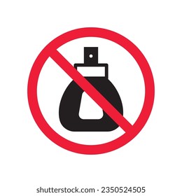 Forbidden perfume vector icon. Warning, caution, attention, restriction, label, ban, danger. No scent flat sign design pictogram symbol. No perfume icon