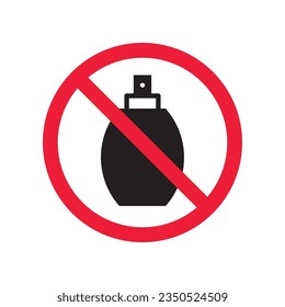 Forbidden perfume vector icon. Warning, caution, attention, restriction, label, ban, danger. No scent flat sign design pictogram symbol. No perfume icon