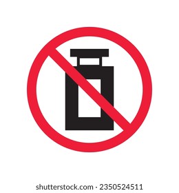 Icono vectorial de perfume prohibido. Advertencia, precaución, atención, restricción, etiqueta, prohibición, peligro. No hay símbolo de pictograma de diseño de signo plano. Sin icono de perfume