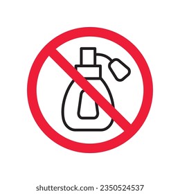 Forbidden perfume vector icon. Warning, caution, attention, restriction, label, ban, danger. No scent flat sign design pictogram symbol. No perfume icon