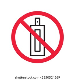 Forbidden perfume vector icon. Warning, caution, attention, restriction, label, ban, danger. No scent flat sign design pictogram symbol. No perfume icon