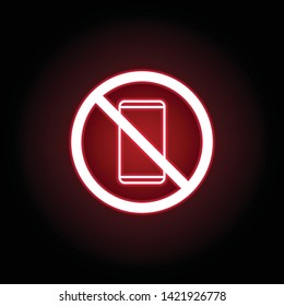 Forbidden phone icon in red neon style. Can be used for web, logo, mobile app, UI, UX 