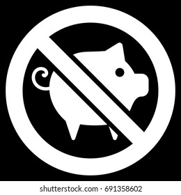 Forbidden Pig vector icon. Flat white symbol. Pictogram is isolated on a black background. Designed for web and software interfaces.