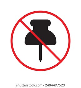 Forbidden pin icon. No pin vector icon. No pin pictogram. Prohibited cutted pizza vector icon. Warning, danger, caution, attention, restriction flat sign design.