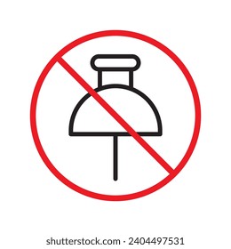 Forbidden pin icon. No pin vector icon. No pin pictogram. Prohibited cutted pizza vector icon. Warning, danger, caution, attention, restriction flat sign design.