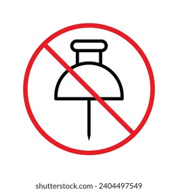 Forbidden pin icon. No pin vector icon. No pin pictogram. Prohibited cutted pizza vector icon. Warning, danger, caution, attention, restriction flat sign design.